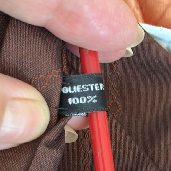 Vintage late 60s/early 70s U Italy Fatto A Mano reddish brown polyester tie - Picture 6 of 7